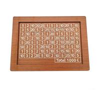 Caja de ahorros de madera con contador de números y ranuras para monedas, ayuda a construir disciplina financiera y rastrear el progreso hacia objetivos (1000 marrón claro)