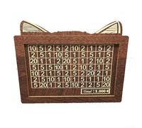 Caja de ahorros de madera con contador de números y ranuras para monedas, ayuda a construir disciplina financiera y rastrear el progreso hacia objetivos (1000 gatos marrón oscuro)