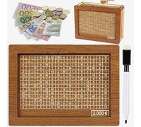 Caja de Ahorros de Madera, Hucha con Contador y Objetivo de Ahorro, Reutilizable con Bolígrafo, Ayuda a los Niños a Ahorrar