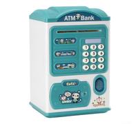 Caja de ahorros de simulación de cajero automático amigable para niños que fomenta la gestión inteligente del dinero a través del aprendizaje lúdico (azul)