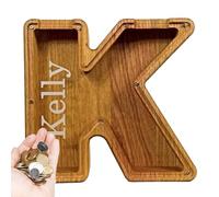 Caja de ahorros | Hucha con diseño de alfabeto grande, dinero de madera, billetes de dinero, regalo de cumpleaños de Navidad para niños y niñas