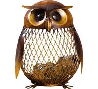 Caja de ahorros para adultos, con forma de búho, para monedas, huchas huecas de malla, caja de monedas de metal (B)