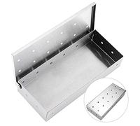 Caja de Ahumar, Caja de Ahumado Parrilla Ahumador Barbacoa Acero Inoxidable Caja Ahumadora con Tapa, Caja para Ahumar Ahumador de Alimentos Generador de Humo BBQ Smoker Box para Barbacoa de Carbón/Gas
