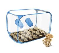 Caja de Aire para Setas, 90 * 60 * 60 cm Caja de Cultivo de Setas Plegable Mushroom Still Air Box con 2 Puertos de Brazo Kit Cultivo de Setas en Casa, para Micelio de Hongos, Setas de Lluvia (Azul)