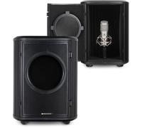 Caja de aislamiento Pronomic MP-360 para micrófono: protección acústica móvil con filtro pop doble, protector Micscreen y cabina vocal absorbente. Ideal para estudio o podcast.