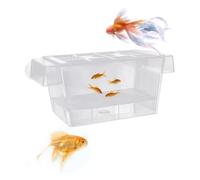 Caja de Aislamiento Transparente para Peces - Doble Capa, Flotante, Multifunción con Ventosa para Cuidado de Peces Jóvenes en Acuario (12,6 x 7 x 7 cm)
