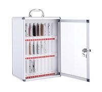 Caja de aleación de aluminio para teléfono celular, 24 ranuras, montaje en pared, almacenamiento móvil para aula, escuela, oficina, seguro y plateado