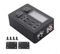 Caja de alimentación de 12 V 100 W con pantalla LCD, seis puertos USB incluyendo carga rápida USB C, salidas de enchufe dobles de 12 V, compatible con caravanas, barcos, SUV y coches para distribución