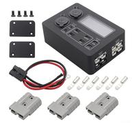 Caja de alimentación de 12 V 100 W con pantalla LCD, seis puertos USB incluyendo carga rápida USB C, salidas de enchufe dobles de 12 V, compatible con caravanas, barcos, SUV y coches para distribución