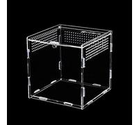 Caja de Alimentación de Insectos, Caja Alimentación Reptiles, Diseño Anti-Escape Recipientes de Acrílico para Terrario para Araña, Lagarto, Rana, Escorpión (9x9x9.5cm)