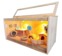 Caja de alimentación para pollos, jaula de madera para animales pequeños, incluye accesorios, hábitat ideal para conejos, cobayas y hámsters