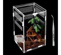 Caja de Alimentación para Reptiles, 20 * 12 * 12cm Terrario Acrílico Transparente, 360° Caja de Alimentación de Insectos, Mini Caja de terrario de Reptiles para Araña,Rana,Escorpión,Caracol,Lagarto
