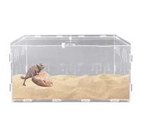 Caja de alimentación para reptiles de acrílico, 30 x 20 x 15 cm, caja de alimentación de caracoles, terrario, caja de transporte para tortugas de agua, hámsters, cangrejos ermitaños, lagartos