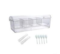 Caja de alimentos transparente de 5 compartimentos con tapa de cierre a presión para almacenar y presentar ensaladas, frutas y alimentos fríos juntos (5 herramientas y 2 abrazaderas)
