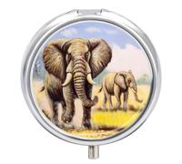 Caja De Almacenaje Afueras Elefante Pastillero 3 Rejillas Con Espejo Portátil Redondo A De Humedad Distribuidor De Metal Regalo Único