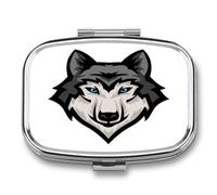 Caja De Almacenaje Animales Lobo Pastillero 2 Compartimentos Con Espejo Dispensador De Metal Cuadrado Portátil A De Humedad Regalo Único