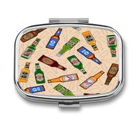 Caja De Almacenaje Botella De Vino Pastillero 2 Compartimentos Con Espejo Dispensador De Metal Cuadrado Portátil A De Humedad Regalo Único