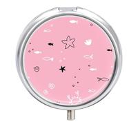 Caja De Almacenaje Cangrejo Estrella De Mar Pastillero 3 Rejillas Con Espejo Portátil Redondo A De Humedad Distribuidor De Metal Regalo Único