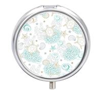 Caja De Almacenaje Caracola Y Estrella De Mar Pintadas A Mano Pastillero 3 Rejillas Con Espejo Portátil Redondo A De Humedad Distribuidor De Metal Regalo Único