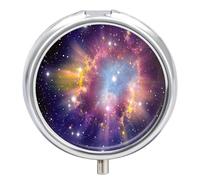 Caja De Almacenaje Cielo Estrellado Colorido En El Universo Pastillero 3 Rejillas Con Espejo Portátil Redondo A De Humedad Distribuidor De Metal Regalo Único