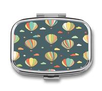 Caja De Almacenaje Colorful Hot Air Balloon Pastillero 2 Compartimentos Con Espejo Dispensador De Metal Cuadrado Portátil A De Humedad Regalo Único