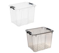 Caja de almacenamiento 40L transparente Plast Team con tapa resistente 22420800