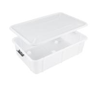 Caja de almacenaje con tapa y ruedas para almacenar objetos, 29 litros, blanco
