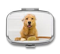 Caja De Almacenaje Dog Ready To Take A Bath In The Tub Pastillero 2 Compartimentos Con Espejo Dispensador De Metal Cuadrado Portátil A De Humedad Regalo Único