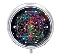 Caja De Almacenaje Estrella Cósmica Estrella De Seis Puntas Pastillero 3 Rejillas Con Espejo Portátil Redondo A De Humedad Distribuidor De Metal Regalo Único