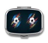 Caja De Almacenaje Fútbol Estilo Ciencia Ficción Pastillero 2 Compartimentos Con Espejo Dispensador De Metal Cuadrado Portátil A De Humedad Regalo Único