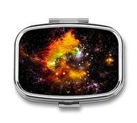 Caja De Almacenaje Galaxia Cielo Espectacular Pastillero 2 Compartimentos Con Espejo Dispensador De Metal Cuadrado Portátil A De Humedad Regalo Único