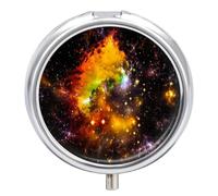 Caja De Almacenaje Galaxia Cielo Espectacular Pastillero 3 Rejillas Con Espejo Portátil Redondo A De Humedad Distribuidor De Metal Regalo Único