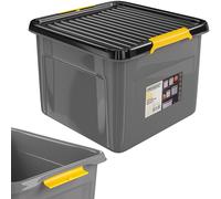 Caja de almacenaje gris/antracita 39x39x26cm apilable