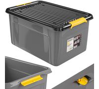 Caja de almacenaje gris/antracita 58x39x25cm apilable
