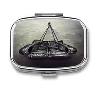 Caja De Almacenaje Guantes De Boxeo Negros Pastillero 2 Compartimentos Con Espejo Dispensador De Metal Cuadrado Portátil A De Humedad Regalo Único