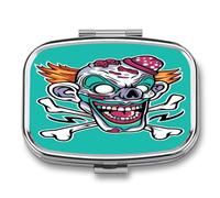 Caja De Almacenaje Huesos Del Esqueleto Pastillero 2 Compartimentos Con Espejo Dispensador De Metal Cuadrado Portátil A De Humedad Regalo Único