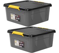 Caja de almacenaje juego de 2 gris/antracita 39x39x16cm apilable