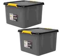 Caja de almacenaje juego de 2 gris/antracita 39x39x26cm apilable