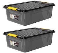 Caja de almacenaje juego de 2 gris/antracita 58x39x16cm apilable