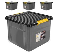 Caja de almacenaje juego de 4 gris/antracita 39x39x26cm apilable