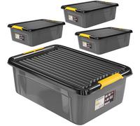 Caja de almacenaje juego de 4 gris/antracita 58x39x16cm apilable