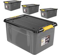 Caja de almacenaje juego de 4 gris/antracita 58x39x25cm apilable
