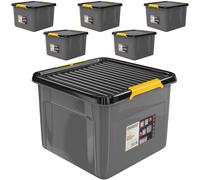 Caja de almacenaje juego de 6 gris/antracita 39x39x26cm apilable