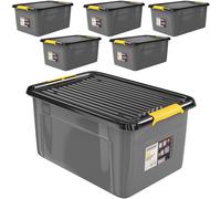 Caja de almacenaje juego de 6 gris/antracita 58x39x25cm apilable