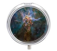 Caja De Almacenaje Nebulosa Ciencia Ficción Pastillero 3 Rejillas Con Espejo Portátil Redondo A De Humedad Distribuidor De Metal Regalo Único