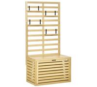 Caja de almacenaje Outsunny, caja de almacenaje con soporte para trepar, caja de almacenaje con estantes, caja de jardín, caja para cojines, madera maciza, natural, 80 x 45 x 160 cm