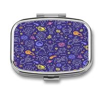 Caja De Almacenaje Patrón De Constelación De Estrellas De Color Estrella Pastillero 2 Compartimentos Con Espejo Dispensador De Metal Cuadrado Portátil A De Humedad Regalo Único