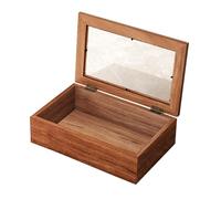 Caja de Almacenaje Pequeña Caja Organizadora Caja de Recuerdos Caja Decorativa Rectangular Madera Tradicional Tapa Transparente Adecuada para Almacena, L