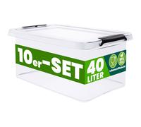 Caja de almacenaje set de 10 transparente 58x39x26cm 40L apilable