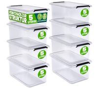 Caja de almacenaje set de 8 transparente 30x20x12cm 5L